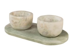 Casa Padrino Set de Cuencos de Mármol de Lujo Verde 23 x 12 x H. 6,5 cm - 2 Cuencos Pequeños con Bandeja de Ónix Indian Green de Alta Calidad - Accesorios Decorativos de Lujo