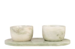 Casa Padrino Set de Cuencos de Mármol de Lujo Verde 23 x 12 x H. 6,5 cm - 2 Cuencos Pequeños con Bandeja de Ónix Indian Green de Alta Calidad - Accesorios Decorativos de Lujo