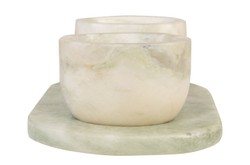 Casa Padrino Set de Cuencos de Mármol de Lujo Verde 23 x 12 x H. 6,5 cm - 2 Cuencos Pequeños con Bandeja de Ónix Indian Green de Alta Calidad - Accesorios Decorativos de Lujo