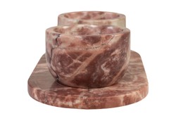 Casa Padrino Set de Cuencos de Mármol de Lujo Rosa 23 x 12 x H. 6,5 cm - 2 Cuencos Pequeños con Bandeja de Mármol Rosalia Pink de Alta Calidad - Accesorios Decorativos de Lujo