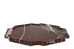 Casa Padrino Plateau en Marbre de Luxe Rouge Vin 30,5 x 30,5 x H. 2 cm - Plateau Carré Plat en Marbre Rosso Levanto de Haute Qualité - Accessoires Décoratifs de Luxe