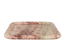 Casa Padrino Plateau en Marbre de Luxe Rose 40 x 40 x H. 3,5 cm - Plateau Carré à Rebord Plat en Marbre Rosalia Pink de Haute Qualité - Accessoires Décoratifs de Luxe