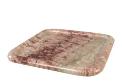 Casa Padrino Plateau en Marbre de Luxe Rose 40 x 40 x H. 3,5 cm - Plateau Carré à Rebord Plat en Marbre Rosalia Pink de Haute Qualité - Accessoires Décoratifs de Luxe