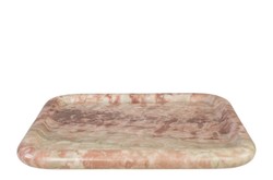 Casa Padrino Plateau en Marbre de Luxe Rose 40 x 40 x H. 3,5 cm - Plateau Carré à Rebord Plat en Marbre Rosalia Pink de Haute Qualité - Accessoires Décoratifs de Luxe