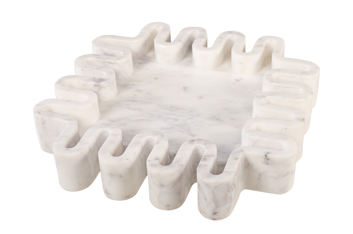 Casa Padrino Luxury Marble Tray White / Purple 29 x 29 x H. 5 cm - Round Tray with Rim made of High Quality Purple White Marble - Luxury Decorative Accessories Casa Padrino Luxury Marble Tray White / Purple 29 x 29 x H. 5 cm - Round Tray with Rim made of High Quality Purple White Marble - Luxury Decorative Accessories