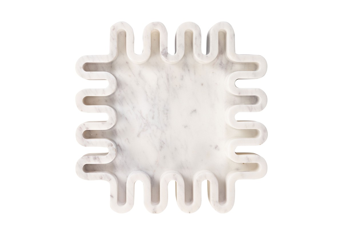 Casa Padrino Luxury Marble Tray White / Purple 29 x 29 x H. 5 cm - Round Tray with Rim made of High Quality Purple White Marble - Luxury Decorative Accessories Casa Padrino Luxury Marble Tray White / Purple 29 x 29 x H. 5 cm - Round Tray with Rim made of High Quality Purple White Marble - Luxury Decorative Accessories