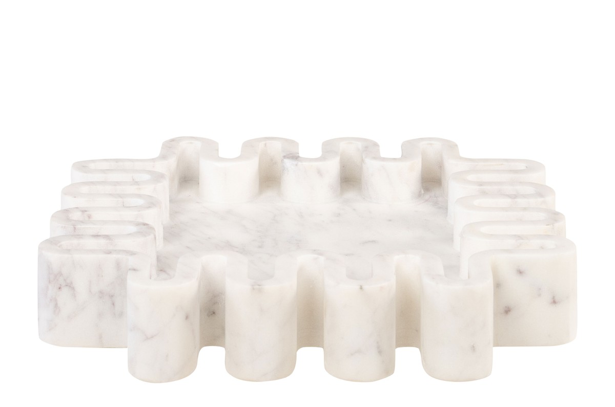 Casa Padrino Luxury Marble Tray White / Purple 29 x 29 x H. 5 cm - Round Tray with Rim made of High Quality Purple White Marble - Luxury Decorative Accessories Casa Padrino Luxury Marble Tray White / Purple 29 x 29 x H. 5 cm - Round Tray with Rim made of High Quality Purple White Marble - Luxury Decorative Accessories