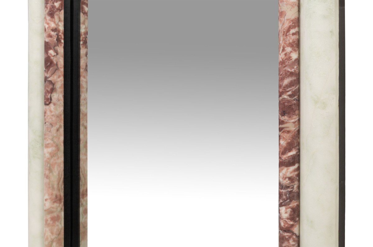 Casa Padrino Espejo de Pared de Mármol de Lujo Verde / Rosa 60 x 2,5 x H. 100 cm - Elegante Espejo con Marco de Mármol - Accesorios de Salón de Lujo Casa Padrino Espejo de Pared de Mármol de Lujo Verde / Rosa 60 x 2,5 x H. 100 cm - Elegante Espejo con Marco de Mármol - Accesorios de Salón de Lujo