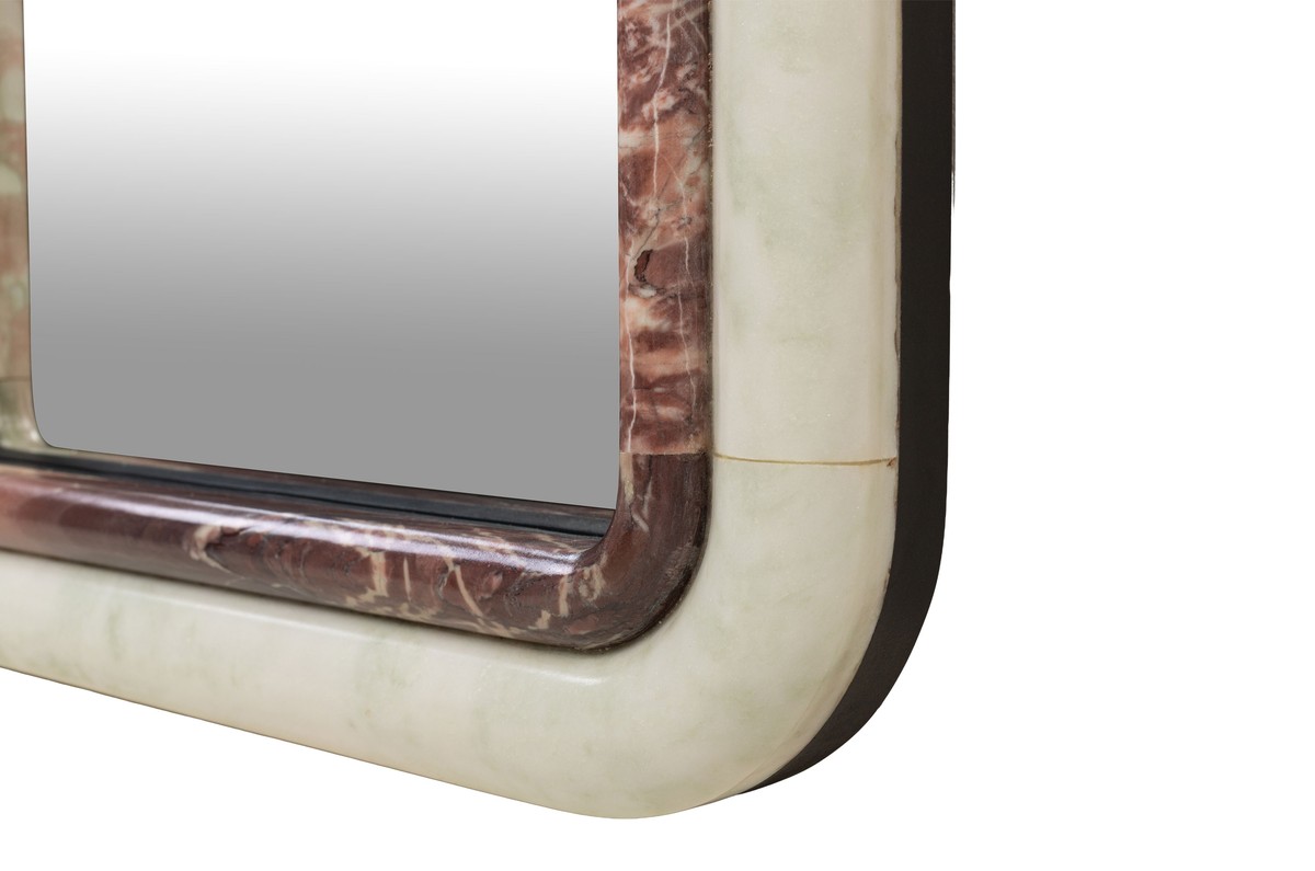 Casa Padrino Espejo de Pared de Mármol de Lujo Verde / Rosa 60 x 2,5 x H. 100 cm - Elegante Espejo con Marco de Mármol - Accesorios de Salón de Lujo Casa Padrino Espejo de Pared de Mármol de Lujo Verde / Rosa 60 x 2,5 x H. 100 cm - Elegante Espejo con Marco de Mármol - Accesorios de Salón de Lujo