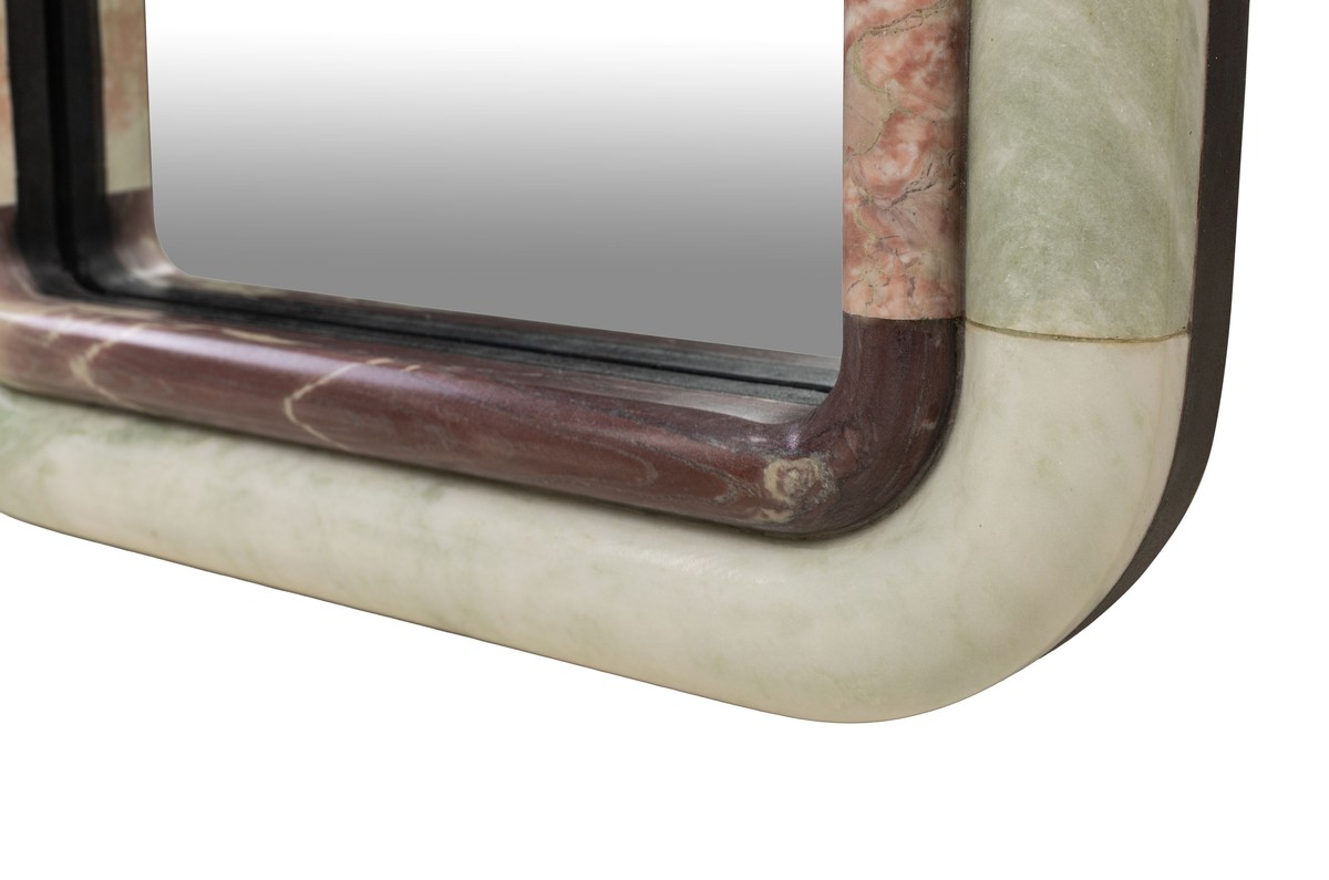 Casa Padrino Specchio da Parete in Marmo di Lusso Verde / Rosa 50 x 2,5 x H. 160 cm - Elegante Specchio Alto con Cornice in Marmo - Accessori Soggiorno di Lusso Casa Padrino Specchio da Parete in Marmo di Lusso Verde / Rosa 50 x 2,5 x H. 160 cm - Elegante Specchio Alto con Cornice in Marmo - Accessori Soggiorno di Lusso