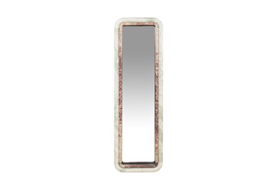 Casa Padrino Luxury Marble Wall Mirror Green / Pink 50 x 2.5 x H. 160 cm - Elegant Tall Mirror with Marble Frame - Luxury Living Room Accessories
