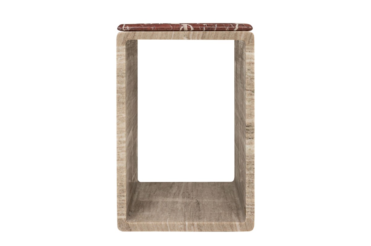 Casa Padrino Table d'Appoint en Marbre de Luxe Beige / Rouge Vin 40 x 40 x H. 60 cm - Table d'Appoint Ronde avec Pied Sculptural en Marbre de Haute Qualité avec Accents Rosso Levanto - Meubles de Luxe Casa Padrino Table d'Appoint en Marbre de Luxe Beige / Rouge Vin 40 x 40 x H. 60 cm - Table d'Appoint Ronde avec Pied Sculptural en Marbre de Haute Qualité avec Accents Rosso Levanto - Meubles de Luxe