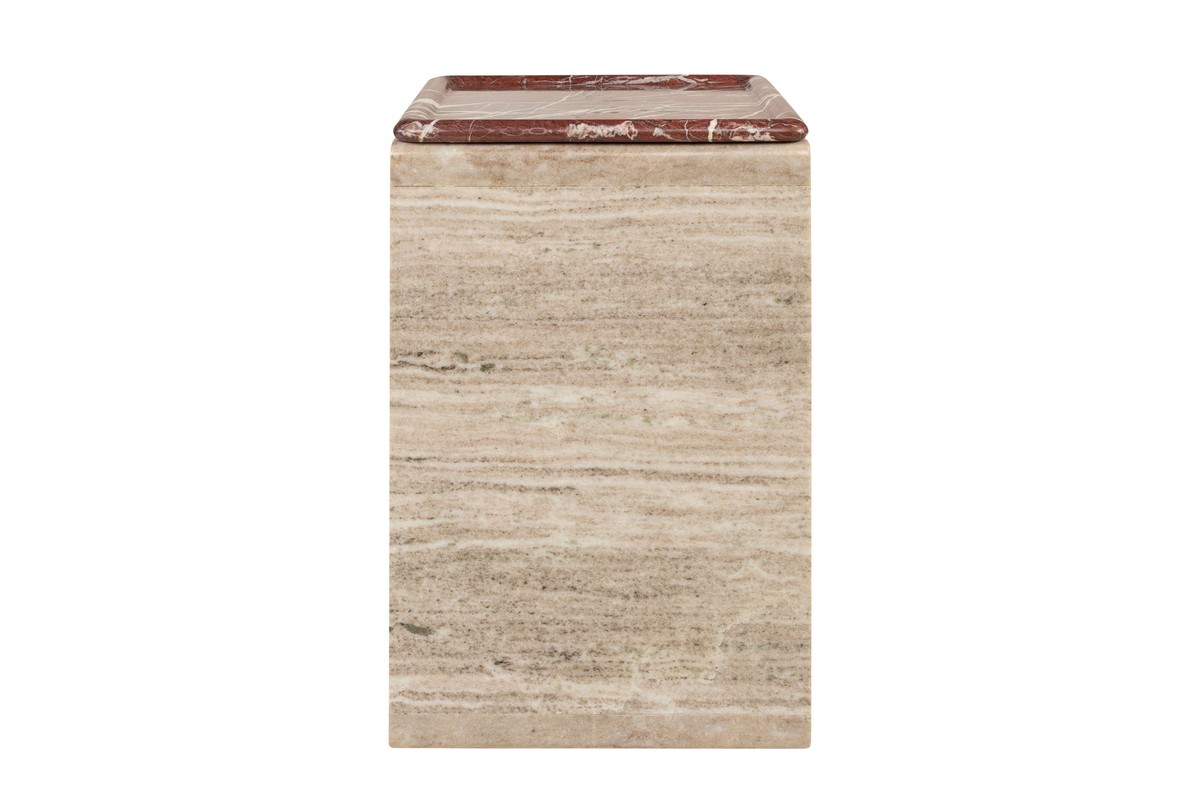 Casa Padrino Table d'Appoint en Marbre de Luxe Beige / Rouge Vin 40 x 40 x H. 60 cm - Table d'Appoint Ronde avec Pied Sculptural en Marbre de Haute Qualité avec Accents Rosso Levanto - Meubles de Luxe Casa Padrino Table d'Appoint en Marbre de Luxe Beige / Rouge Vin 40 x 40 x H. 60 cm - Table d'Appoint Ronde avec Pied Sculptural en Marbre de Haute Qualité avec Accents Rosso Levanto - Meubles de Luxe