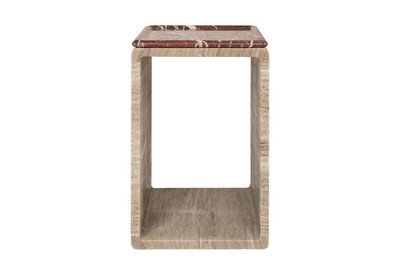 Casa Padrino Mesa Auxiliar de Mármol de Lujo Beige / Rojo Vino 40 x 40 x H. 60 cm - Mesa Auxiliar Redonda con Pie Escultural de Mármol de Alta Calidad con Acentos Rosso Levanto - Muebles de Lujo Casa Padrino Mesa Auxiliar de Mármol de Lujo Beige / Rojo Vino 40 x 40 x H. 60 cm - Mesa Auxiliar Redonda con Pie Escultural de Mármol de Alta Calidad con Acentos Rosso Levanto - Muebles de Lujo