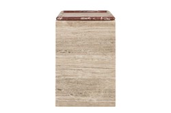 Casa Padrino Table d'Appoint en Marbre de Luxe Beige / Rouge Vin 40 x 40 x H. 60 cm - Table d'Appoint Ronde avec Pied Sculptural en Marbre de Haute Qualité avec Accents Rosso Levanto - Meubles de Luxe Casa Padrino Table d'Appoint en Marbre de Luxe Beige / Rouge Vin 40 x 40 x H. 60 cm - Table d'Appoint Ronde avec Pied Sculptural en Marbre de Haute Qualité avec Accents Rosso Levanto - Meubles de Luxe
