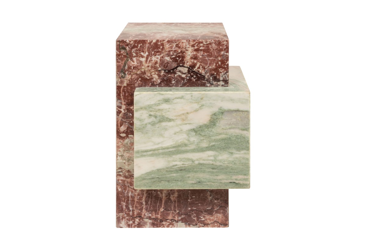 Casa Padrino Mesa Auxiliar de Mármol de Lujo Verde / Rosa 35 x 35 x H. 51 cm - Mesa Auxiliar en Forma de Bloque de Ónix Indian Green y Mármol Rosalia Pink de Alta Calidad - Muebles de Lujo Casa Padrino Mesa Auxiliar de Mármol de Lujo Verde / Rosa 35 x 35 x H. 51 cm - Mesa Auxiliar en Forma de Bloque de Ónix Indian Green y Mármol Rosalia Pink de Alta Calidad - Muebles de Lujo