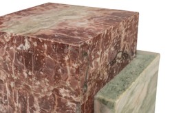 Casa Padrino Mesa Auxiliar de Mármol de Lujo Verde / Rosa 35 x 35 x H. 51 cm - Mesa Auxiliar en Forma de Bloque de Ónix Indian Green y Mármol Rosalia Pink de Alta Calidad - Muebles de Lujo Casa Padrino Mesa Auxiliar de Mármol de Lujo Verde / Rosa 35 x 35 x H. 51 cm - Mesa Auxiliar en Forma de Bloque de Ónix Indian Green y Mármol Rosalia Pink de Alta Calidad - Muebles de Lujo
