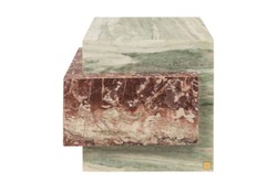 Casa Padrino Table d'Appoint en Marbre de Luxe Vert / Rose 45 x 45 x H. 41 cm - Table d'Appoint Basse en Forme de Bloc en Onyx Indian Green et Marbre Rosalia Pink de Haute Qualité - Meubles de Luxe
