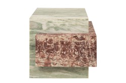 Casa Padrino Table d'Appoint en Marbre de Luxe Vert / Rose 45 x 45 x H. 41 cm - Table d'Appoint Basse en Forme de Bloc en Onyx Indian Green et Marbre Rosalia Pink de Haute Qualité - Meubles de Luxe
