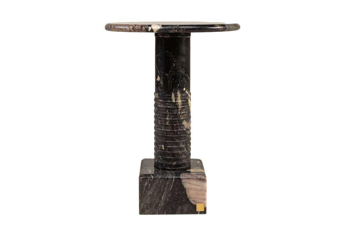 Casa Padrino Mesa Auxiliar de Mármol de Lujo Negro 38 x 38 x H. 50,5 cm - Mesa Auxiliar Redonda con Pie Cilíndrico de Mármol Norvigo de Alta Calidad - Muebles de Lujo Casa Padrino Mesa Auxiliar de Mármol de Lujo Negro 38 x 38 x H. 50,5 cm - Mesa Auxiliar Redonda con Pie Cilíndrico de Mármol Norvigo de Alta Calidad - Muebles de Lujo