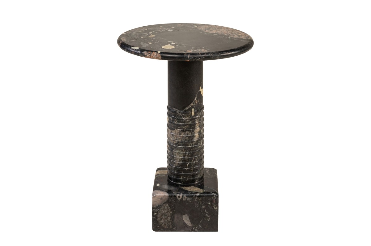Casa Padrino Mesa Auxiliar de Mármol de Lujo Negro 38 x 38 x H. 50,5 cm - Mesa Auxiliar Redonda con Pie Cilíndrico de Mármol Norvigo de Alta Calidad - Muebles de Lujo Casa Padrino Mesa Auxiliar de Mármol de Lujo Negro 38 x 38 x H. 50,5 cm - Mesa Auxiliar Redonda con Pie Cilíndrico de Mármol Norvigo de Alta Calidad - Muebles de Lujo