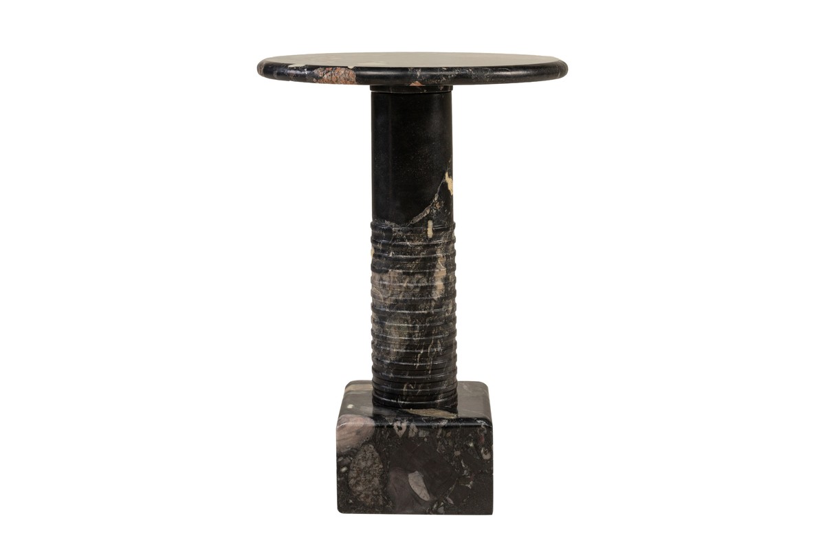 Casa Padrino Mesa Auxiliar de Mármol de Lujo Negro 38 x 38 x H. 50,5 cm - Mesa Auxiliar Redonda con Pie Cilíndrico de Mármol Norvigo de Alta Calidad - Muebles de Lujo Casa Padrino Mesa Auxiliar de Mármol de Lujo Negro 38 x 38 x H. 50,5 cm - Mesa Auxiliar Redonda con Pie Cilíndrico de Mármol Norvigo de Alta Calidad - Muebles de Lujo