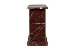 Casa Padrino Mesa Auxiliar de Mármol de Lujo Rojo Vino 30,5 x 23 x H. 41,5 cm - Mesa Auxiliar Esbelta de Mármol Rosso Levanto de Alta Calidad - Muebles de Lujo