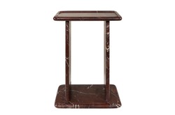 Casa Padrino Mesa Auxiliar de Mármol de Lujo Rojo Vino 30,5 x 23 x H. 41,5 cm - Mesa Auxiliar Esbelta de Mármol Rosso Levanto de Alta Calidad - Muebles de Lujo