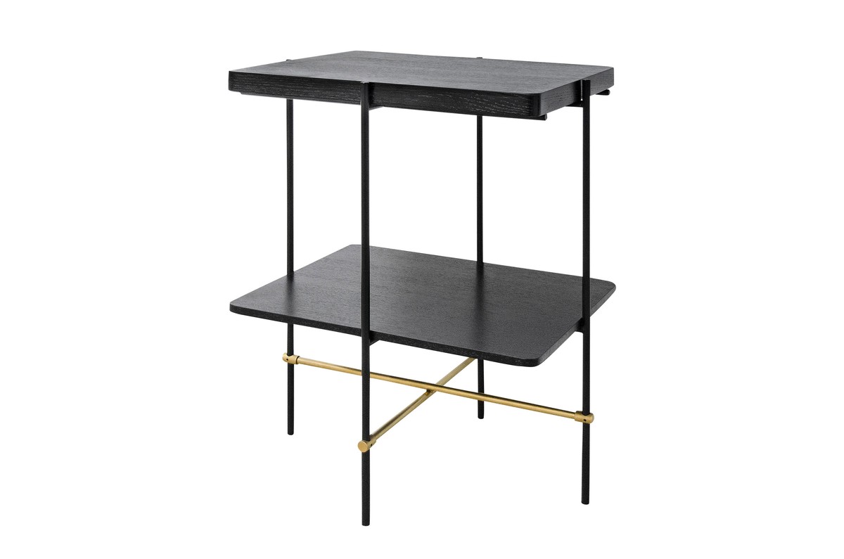 Casa Padrino Mesa Auxiliar de Lujo Oro / Negro 60 x 50 x H. 80 cm - Mesa Auxiliar Alta Rectangular con Estructura de Acero Inoxidable Cepillado y Superficies de Chapa de Roble Negra - Muebles de Lujo Casa Padrino Mesa Auxiliar de Lujo Oro / Negro 60 x 50 x H. 80 cm - Mesa Auxiliar Alta Rectangular con Estructura de Acero Inoxidable Cepillado y Superficies de Chapa de Roble Negra - Muebles de Lujo
