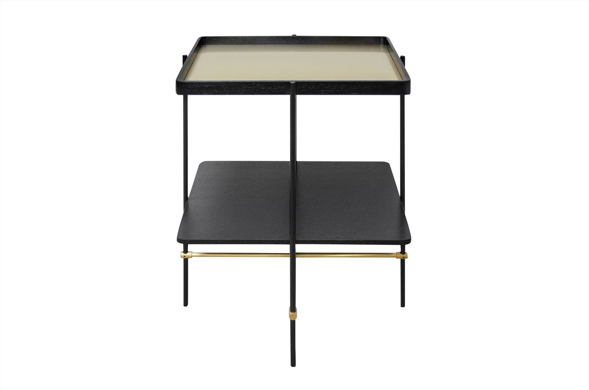 Casa Padrino Mesa Auxiliar de Lujo Oro / Negro 60 x 50 x H. 80 cm - Mesa Auxiliar Alta Rectangular con Estructura de Acero Inoxidable Cepillado y Superficies de Chapa de Roble Negra - Muebles de Lujo Casa Padrino Mesa Auxiliar de Lujo Oro / Negro 60 x 50 x H. 80 cm - Mesa Auxiliar Alta Rectangular con Estructura de Acero Inoxidable Cepillado y Superficies de Chapa de Roble Negra - Muebles de Lujo