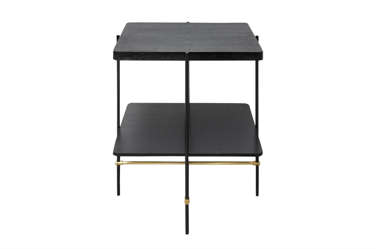 Casa Padrino Mesa Auxiliar de Lujo Oro / Negro 60 x 50 x H. 80 cm - Mesa Auxiliar Alta Rectangular con Estructura de Acero Inoxidable Cepillado y Superficies de Chapa de Roble Negra - Muebles de Lujo Casa Padrino Mesa Auxiliar de Lujo Oro / Negro 60 x 50 x H. 80 cm - Mesa Auxiliar Alta Rectangular con Estructura de Acero Inoxidable Cepillado y Superficies de Chapa de Roble Negra - Muebles de Lujo