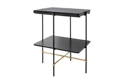 Casa Padrino Mesa Auxiliar de Lujo Oro / Negro 60 x 50 x H. 80 cm - Mesa Auxiliar Alta Rectangular con Estructura de Acero Inoxidable Cepillado y Superficies de Chapa de Roble Negra - Muebles de Lujo Casa Padrino Mesa Auxiliar de Lujo Oro / Negro 60 x 50 x H. 80 cm - Mesa Auxiliar Alta Rectangular con Estructura de Acero Inoxidable Cepillado y Superficies de Chapa de Roble Negra - Muebles de Lujo
