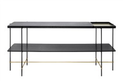 Casa Padrino Consola de Lujo Oro / Negro 180 x 40 x H. 90 cm - Mesa Consola Larga con Estructura de Acero Inoxidable Cepillado y Superficies de Chapa de Roble Negra - Muebles de Lujo Casa Padrino Consola de Lujo Oro / Negro 180 x 40 x H. 90 cm - Mesa Consola Larga con Estructura de Acero Inoxidable Cepillado y Superficies de Chapa de Roble Negra - Muebles de Lujo