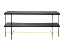 Casa Padrino Consola de Lujo Oro / Negro 180 x 40 x H. 90 cm - Mesa Consola Larga con Estructura de Acero Inoxidable Cepillado y Superficies de Chapa de Roble Negra - Muebles de Lujo Casa Padrino Consola de Lujo Oro / Negro 180 x 40 x H. 90 cm - Mesa Consola Larga con Estructura de Acero Inoxidable Cepillado y Superficies de Chapa de Roble Negra - Muebles de Lujo