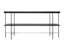 Casa Padrino Consola de Lujo Oro / Negro 180 x 40 x H. 90 cm - Mesa Consola Larga con Estructura de Acero Inoxidable Cepillado y Superficies de Chapa de Roble Negra - Muebles de Lujo Casa Padrino Consola de Lujo Oro / Negro 180 x 40 x H. 90 cm - Mesa Consola Larga con Estructura de Acero Inoxidable Cepillado y Superficies de Chapa de Roble Negra - Muebles de Lujo