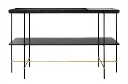 Casa Padrino Consola de Lujo Oro / Negro 140 x 40 x H. 90 cm - Mesa Consola con Estructura de Acero Inoxidable Cepillado y Superficies de Chapa de Roble Negra - Muebles de Lujo Casa Padrino Consola de Lujo Oro / Negro 140 x 40 x H. 90 cm - Mesa Consola con Estructura de Acero Inoxidable Cepillado y Superficies de Chapa de Roble Negra - Muebles de Lujo