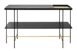 Casa Padrino Consola de Lujo Oro / Negro 140 x 40 x H. 90 cm - Mesa Consola con Estructura de Acero Inoxidable Cepillado y Superficies de Chapa de Roble Negra - Muebles de Lujo Casa Padrino Consola de Lujo Oro / Negro 140 x 40 x H. 90 cm - Mesa Consola con Estructura de Acero Inoxidable Cepillado y Superficies de Chapa de Roble Negra - Muebles de Lujo