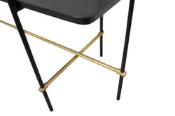 Casa Padrino Consola de Lujo Oro / Negro 140 x 40 x H. 90 cm - Mesa Consola con Estructura de Acero Inoxidable Cepillado y Superficies de Chapa de Roble Negra - Muebles de Lujo Casa Padrino Consola de Lujo Oro / Negro 140 x 40 x H. 90 cm - Mesa Consola con Estructura de Acero Inoxidable Cepillado y Superficies de Chapa de Roble Negra - Muebles de Lujo