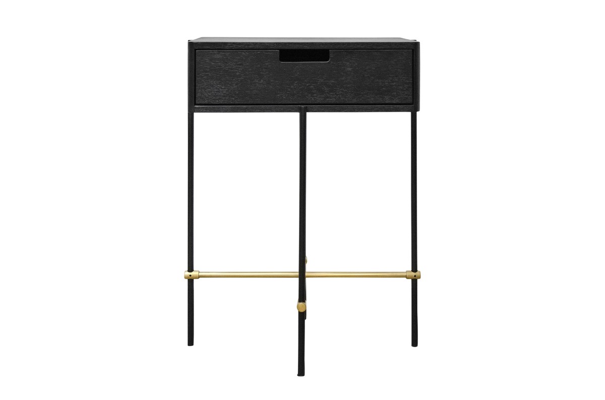 Casa Padrino Table de Chevet de Luxe Or / Noir 50 x 40 x H. 70 cm - Table de Chevet avec Espace de Rangement, Structure en Acier Inoxydable Brossé et Surfaces en Placage de Chêne Noir - Meubles de Luxe Casa Padrino Table de Chevet de Luxe Or / Noir 50 x 40 x H. 70 cm - Table de Chevet avec Espace de Rangement, Structure en Acier Inoxydable Brossé et Surfaces en Placage de Chêne Noir - Meubles de Luxe