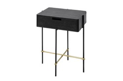 Casa Padrino Table de Chevet de Luxe Or / Noir 50 x 40 x H. 70 cm - Table de Chevet avec Espace de Rangement, Structure en Acier Inoxydable Brossé et Surfaces en Placage de Chêne Noir - Meubles de Luxe Casa Padrino Table de Chevet de Luxe Or / Noir 50 x 40 x H. 70 cm - Table de Chevet avec Espace de Rangement, Structure en Acier Inoxydable Brossé et Surfaces en Placage de Chêne Noir - Meubles de Luxe