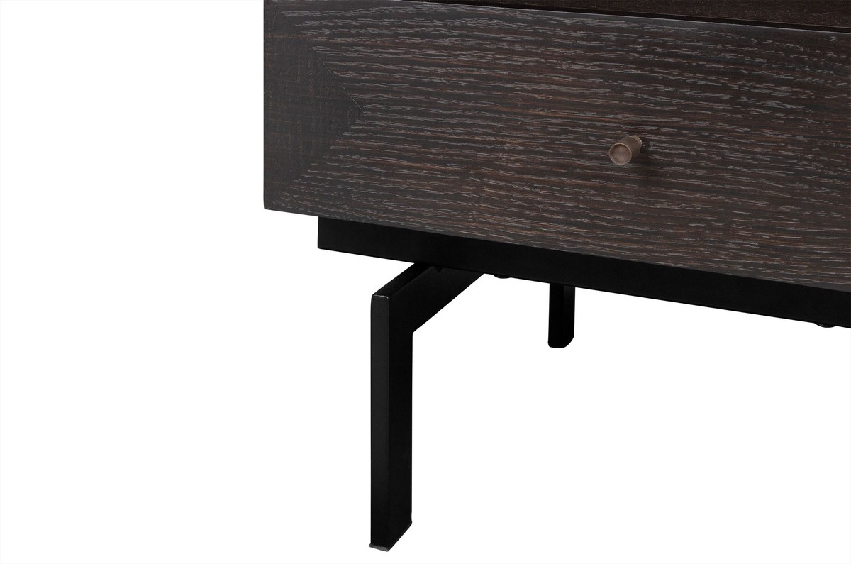 Casa Padrino Mesita de Noche de Lujo Marrón / Negro 45 x 40 x H. 60 cm - Mesita de Noche con Chapa de Roble en un Cálido Tono Marrón y Estructura de Acero Negra - Muebles de Lujo Casa Padrino Mesita de Noche de Lujo Marrón / Negro 45 x 40 x H. 60 cm - Mesita de Noche con Chapa de Roble en un Cálido Tono Marrón y Estructura de Acero Negra - Muebles de Lujo