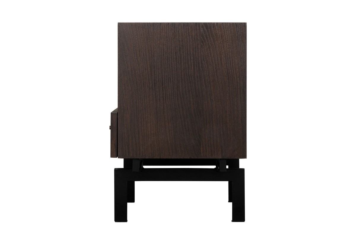 Casa Padrino Mesita de Noche de Lujo Marrón / Negro 45 x 40 x H. 60 cm - Mesita de Noche con Chapa de Roble en un Cálido Tono Marrón y Estructura de Acero Negra - Muebles de Lujo Casa Padrino Mesita de Noche de Lujo Marrón / Negro 45 x 40 x H. 60 cm - Mesita de Noche con Chapa de Roble en un Cálido Tono Marrón y Estructura de Acero Negra - Muebles de Lujo