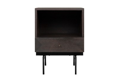 Casa Padrino Table de Chevet de Luxe Marron / Noir 45 x 40 x H. 60 cm - Table de Chevet avec Placage de Chêne dans un Ton Brun Chaleureux et Structure en Acier Noir - Meubles de Luxe Casa Padrino Table de Chevet de Luxe Marron / Noir 45 x 40 x H. 60 cm - Table de Chevet avec Placage de Chêne dans un Ton Brun Chaleureux et Structure en Acier Noir - Meubles de Luxe