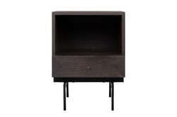 Casa Padrino Mesita de Noche de Lujo Marrón / Negro 45 x 40 x H. 60 cm - Mesita de Noche con Chapa de Roble en un Cálido Tono Marrón y Estructura de Acero Negra - Muebles de Lujo Casa Padrino Mesita de Noche de Lujo Marrón / Negro 45 x 40 x H. 60 cm - Mesita de Noche con Chapa de Roble en un Cálido Tono Marrón y Estructura de Acero Negra - Muebles de Lujo