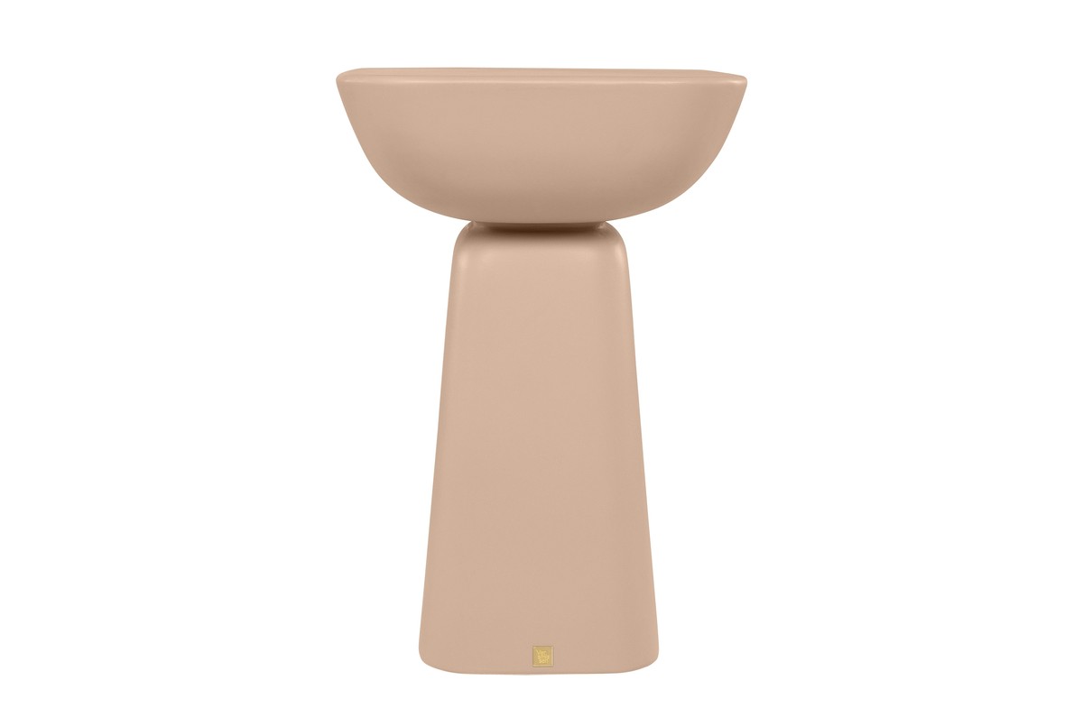 Casa Padrino Mesa Auxiliar de Lujo Terracota 40 x 40 x H. 60 cm - Mesa Auxiliar de Fibrocemento con Formas Apiladas en Equilibrio - Muebles de Lujo Casa Padrino Mesa Auxiliar de Lujo Terracota 40 x 40 x H. 60 cm - Mesa Auxiliar de Fibrocemento con Formas Apiladas en Equilibrio - Muebles de Lujo