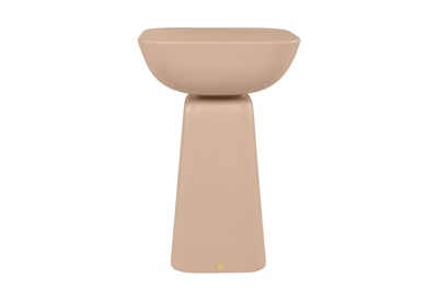 Casa Padrino Table d'Appoint de Luxe Terracotta 40 x 40 x H. 60 cm - Table d'Appoint en Béton Fibré aux Formes Empilées en Équilibre - Meubles de Luxe Casa Padrino Table d'Appoint de Luxe Terracotta 40 x 40 x H. 60 cm - Table d'Appoint en Béton Fibré aux Formes Empilées en Équilibre - Meubles de Luxe