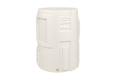 Casa Padrino Table d'Appoint de Luxe Blanc Crème Ø 43 x H. 61 cm - Table d'Appoint Ronde en Béton Fibré à Silhouette Étagée Décalée - Meubles de Luxe Casa Padrino Table d'Appoint de Luxe Blanc Crème Ø 43 x H. 61 cm - Table d'Appoint Ronde en Béton Fibré à Silhouette Étagée Décalée - Meubles de Luxe