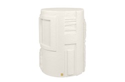 Casa Padrino Mesa Auxiliar de Lujo Blanco Crema Ø 43 x H. 61 cm - Mesa Auxiliar Redonda de Fibrocemento con Silueta Escalonada Desplazada - Muebles de Lujo