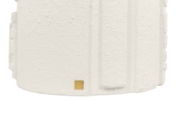 Casa Padrino Mesa Auxiliar de Lujo Blanco Crema Ø 43 x H. 61 cm - Mesa Auxiliar Redonda de Fibrocemento con Silueta Escalonada Desplazada - Muebles de Lujo