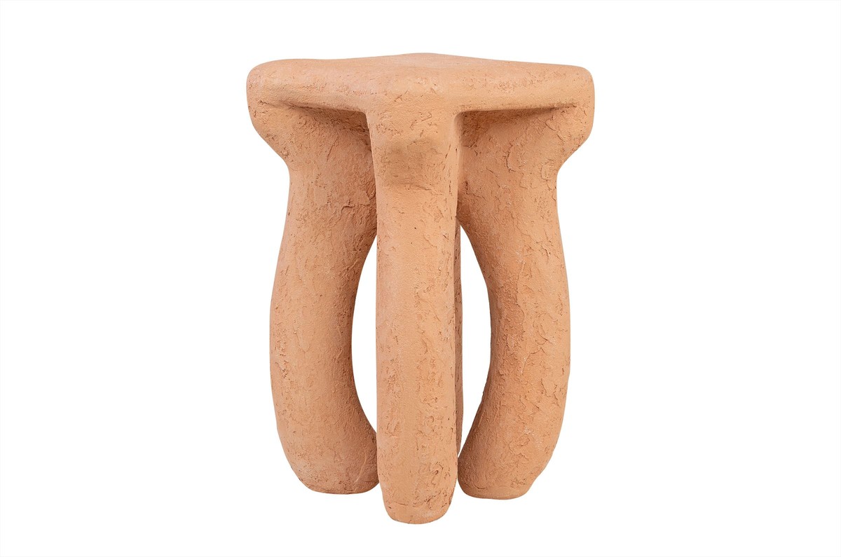 Casa Padrino Mesa Auxiliar / Taburete de Lujo Terracota 38 x 38 x H. 50 cm - Mesa Auxiliar de Formas Orgánicas de Fibra de Vidrio, Utilizable también como Taburete - Muebles de Lujo Casa Padrino Mesa Auxiliar / Taburete de Lujo Terracota 38 x 38 x H. 50 cm - Mesa Auxiliar de Formas Orgánicas de Fibra de Vidrio, Utilizable también como Taburete - Muebles de Lujo